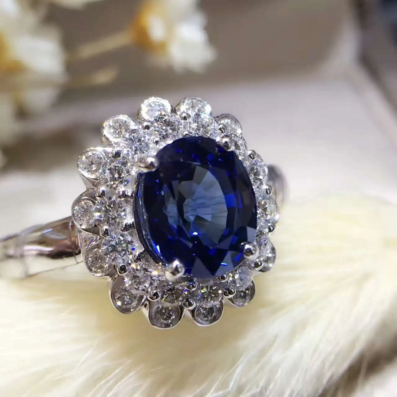 18K золото 2.021ct натуральный сапфир женское кольцо с 0.427ct Бриллиантовая установка новое Изысканное Украшение на свадьбу обручальное кольцо
