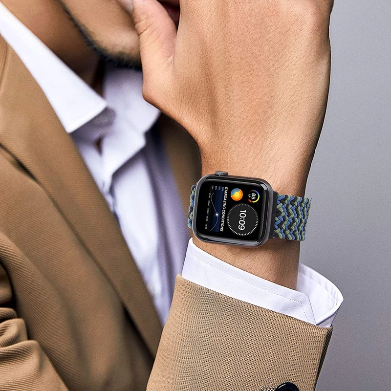

Nylon Braided Solo Loop fabric Strap For Apple Watch band 44mm 40mm 38mm 42mm Elastic Bracelet for iWatch Series 6 SE 5 4 3