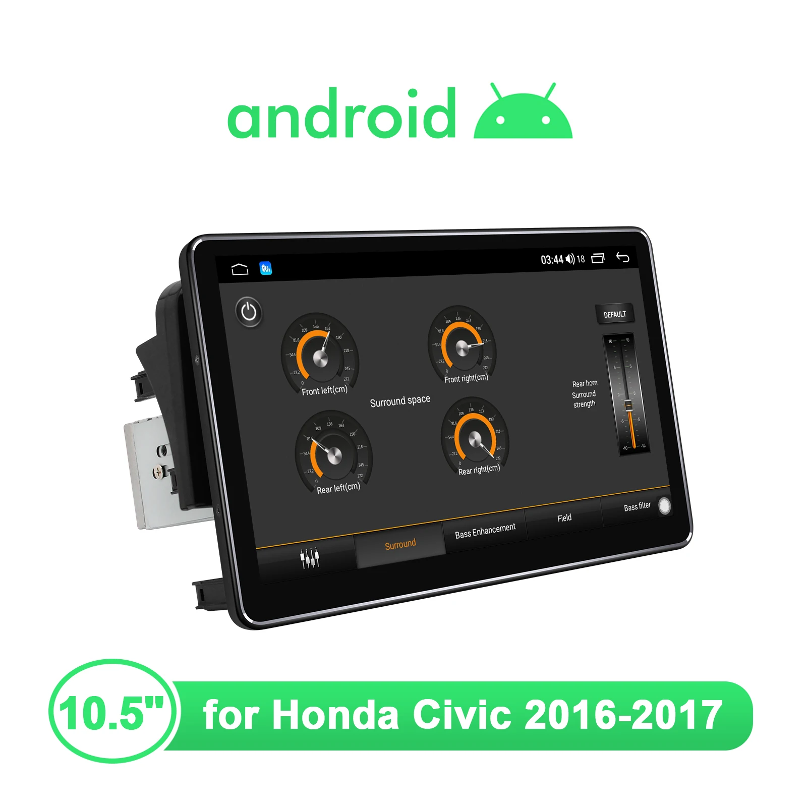 구매 Autoradio 1 Din 멀티미디어 10.5 인치 안드로이드 10 자동차 라디오 헤드 유닛, 혼다 시빅 2016 2017 무선 카플레이 안드로이드 자동 4G