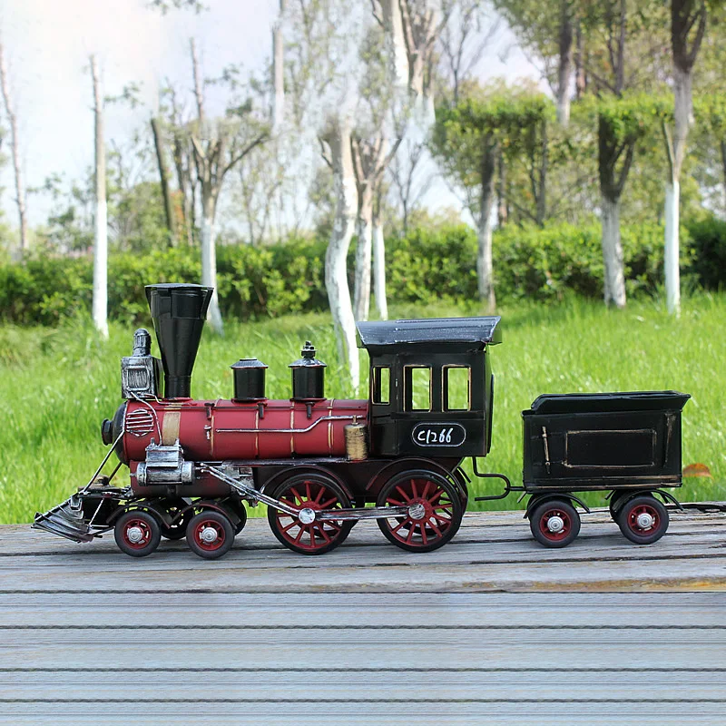 

Handmade Steam Locomotive Train Model Creative Vintage Metal Craft Ornaments Home Decoration Miniature Craft Kids Christmas Toy