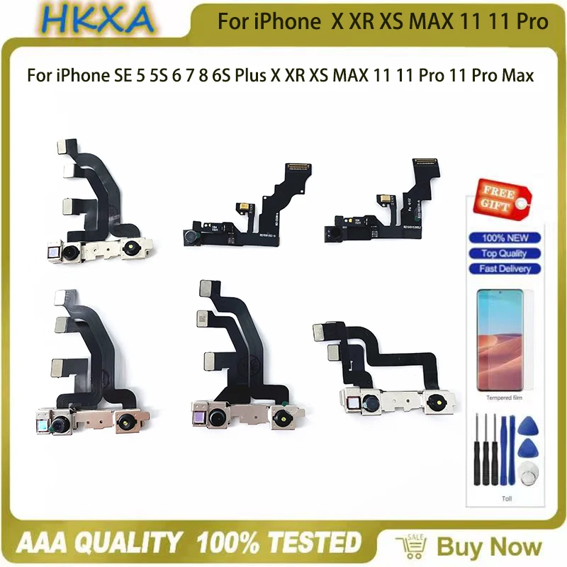 

OEM 100% протестированная фронтальная камера с гибким кабелем датчика приближения для iPhone SE 5 5S 6 7 8 6S Plus X XR XS MAX 11 11 Pro 11 Pro Max