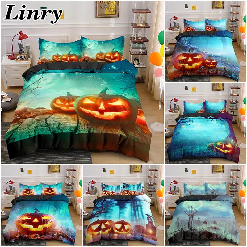 

Halloween Bedding Sets Home Textile Simple Style Pumpkin Pattern Bedclothes Duvet Cover with Pillowcase Quilt Covers Bed Sheets