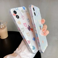 cute love heart transparent phone case for iphone 13 pro max 12 11 xr xs x 7 8 plus se2020 fashion soft tpu silicone clear cover
