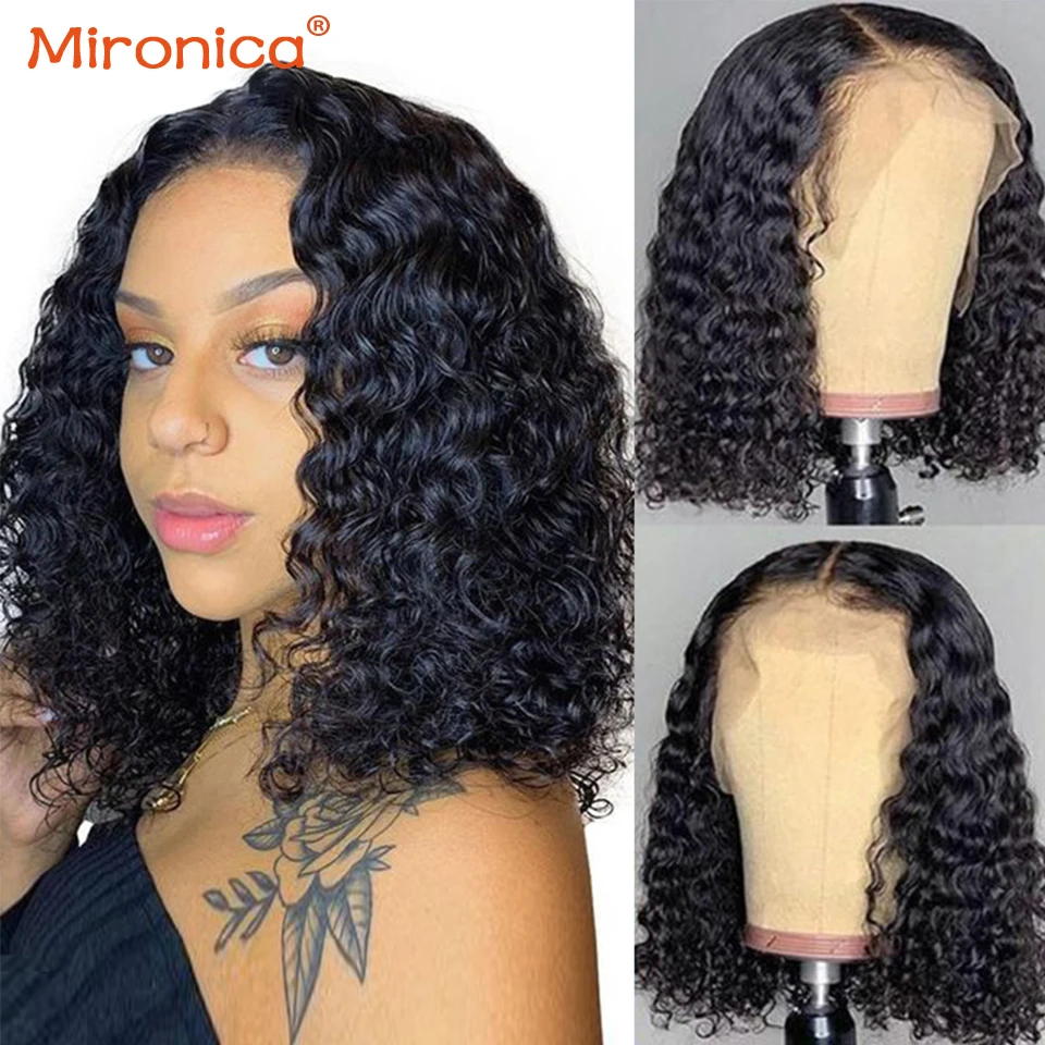 

Malaysian Lace Human Hair Wigs Bob Deep Wave Human Hair Wigs 4x4 Lace Closure Wig For Black Women Pre-Plucked With Baby Hair