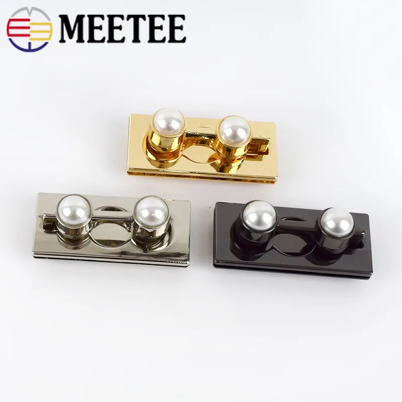 2/5pcs 49x22mm Rectangular Pearl Bag Locks Metal Handbag Lock Snaps Clasp DIY Replacement Purse Closure Leather Accessories | Дом и сад