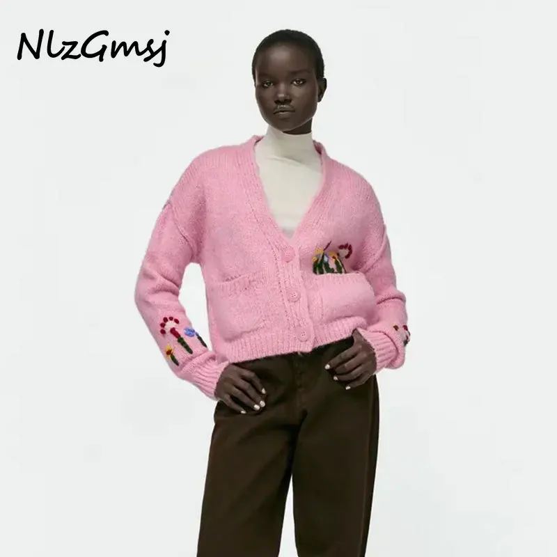 

Женский вязаный кардиган с V-образным вырезом, свободного покроя