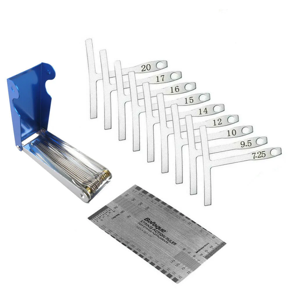 

9Pcs Understring Radius Gauge, String Action Ruler Gauge, Guitar Bridge Saddle Nut Files Set Guitar Repair Tool Accessories