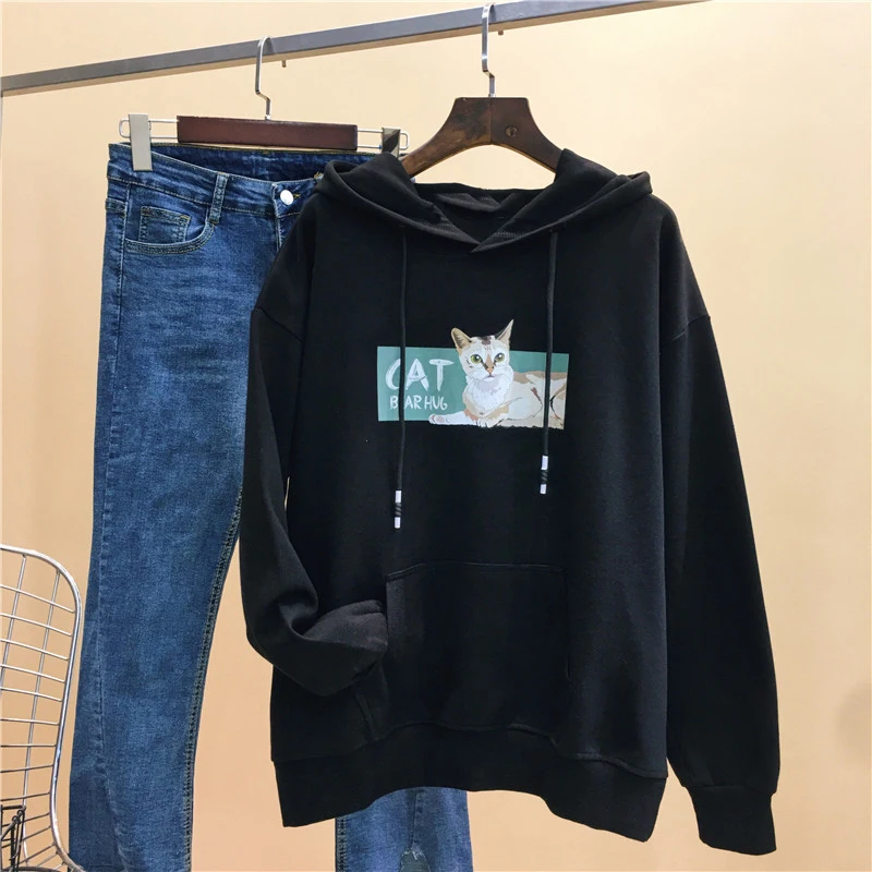 

Thin Sweater for Women Spring and Autumn Loose Versatile Korean Style Long Sleeve Hoodie Casual Coat Hong Kong Style Chic Top