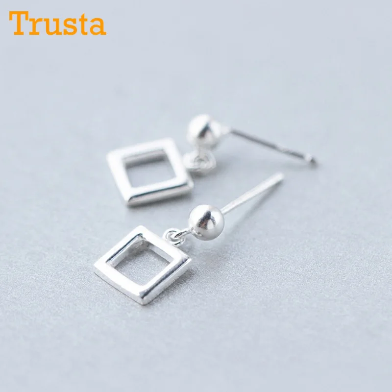 Женские Треугольные Серьги гвоздики Trusta подарочные серьги из 100% стерлингового