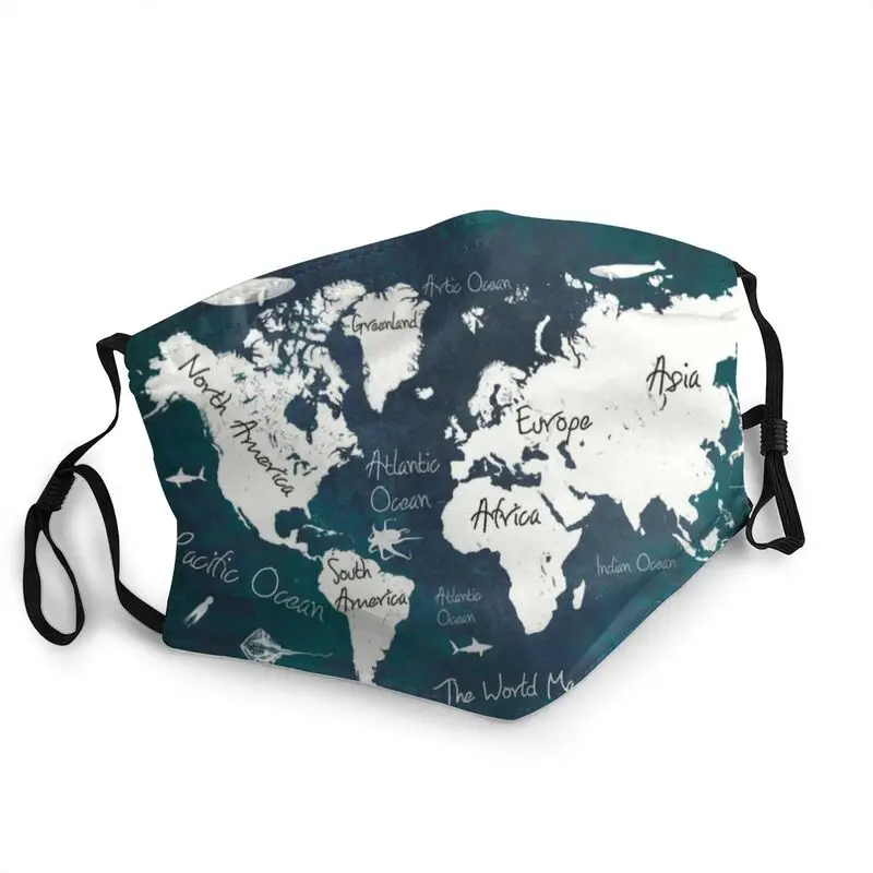 

The World Map Mask Dustproof Breathable Ocean Face Mask Protection Cover Unisex Adult Respirator Mouth Muffle