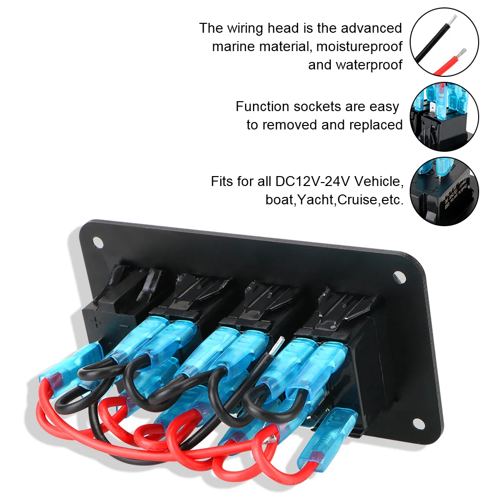 

Circuit Breaker 3 Gang Switch Panel Digital Voltmeter for Car SUV Marine RV Truck 4.2A Dual USB Slot Charger