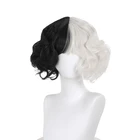 Cruella De Vil парики Kuila половина черного цвета полсотни маленьких коротких вьющихся париков Cos Danganronpa косплей парик + парик Кепка