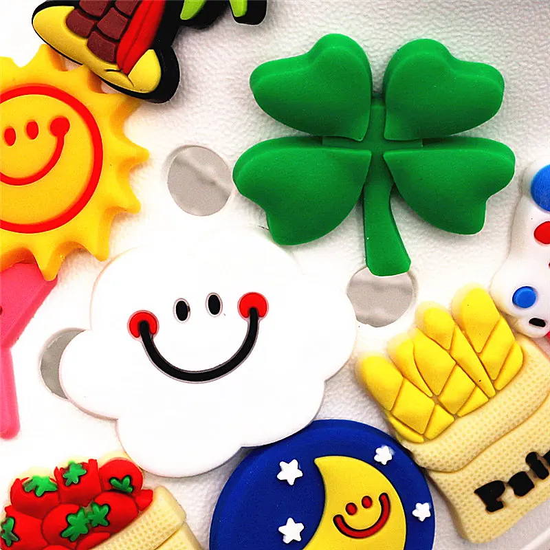 Single Sale 1pcs Star/Moon/Sun/Clover PVC Shoe Charms Decoration Hawaiian Style Shoe Accessories for croc jibz Kids Party X-mas