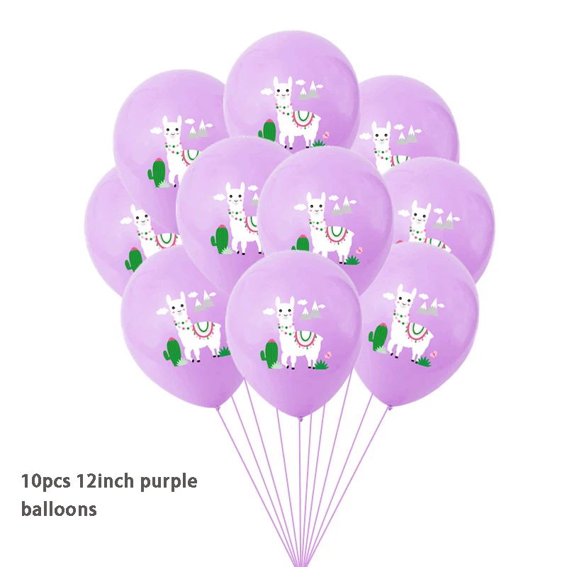 10ps purple balloon Fiesta вечерние украшения Мексиканская вечерние поставки красочные Альпака кактус Fiesta Виниловый фон с шарами кактус Фольга шары девичник - Цвет: 10ps purple balloon