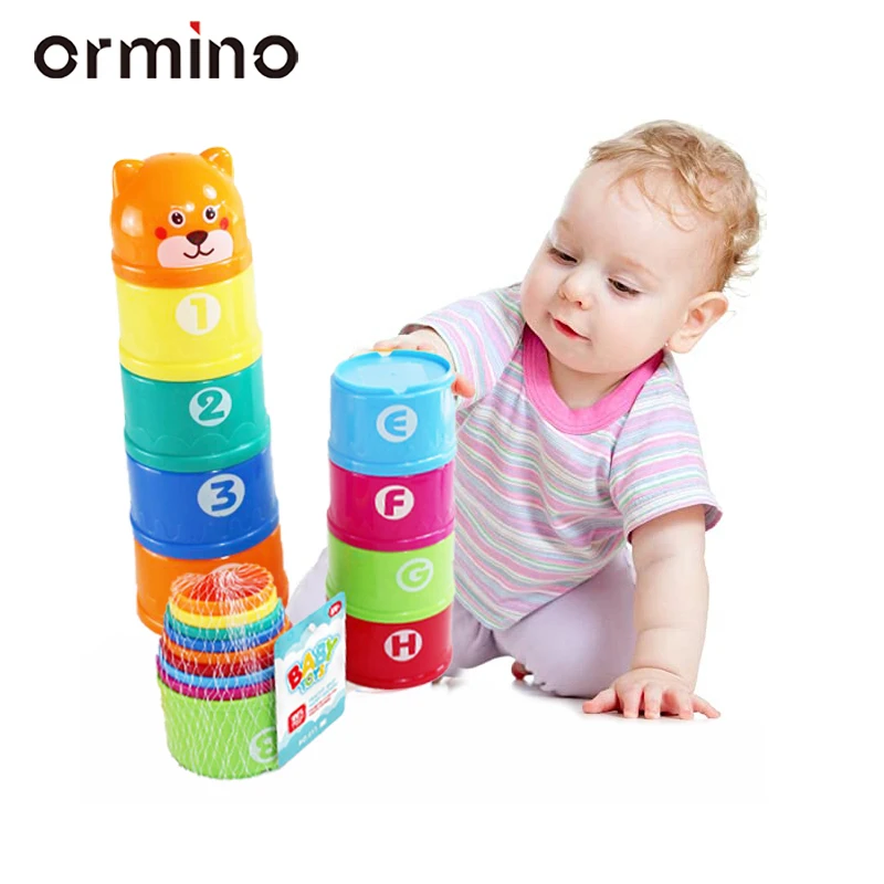 

Educational Baby Toys 9PCS Stacking Toys 6 Month+ Figures Letters Folding Stack Cup Tower Children Early Intelligence Baby Gift