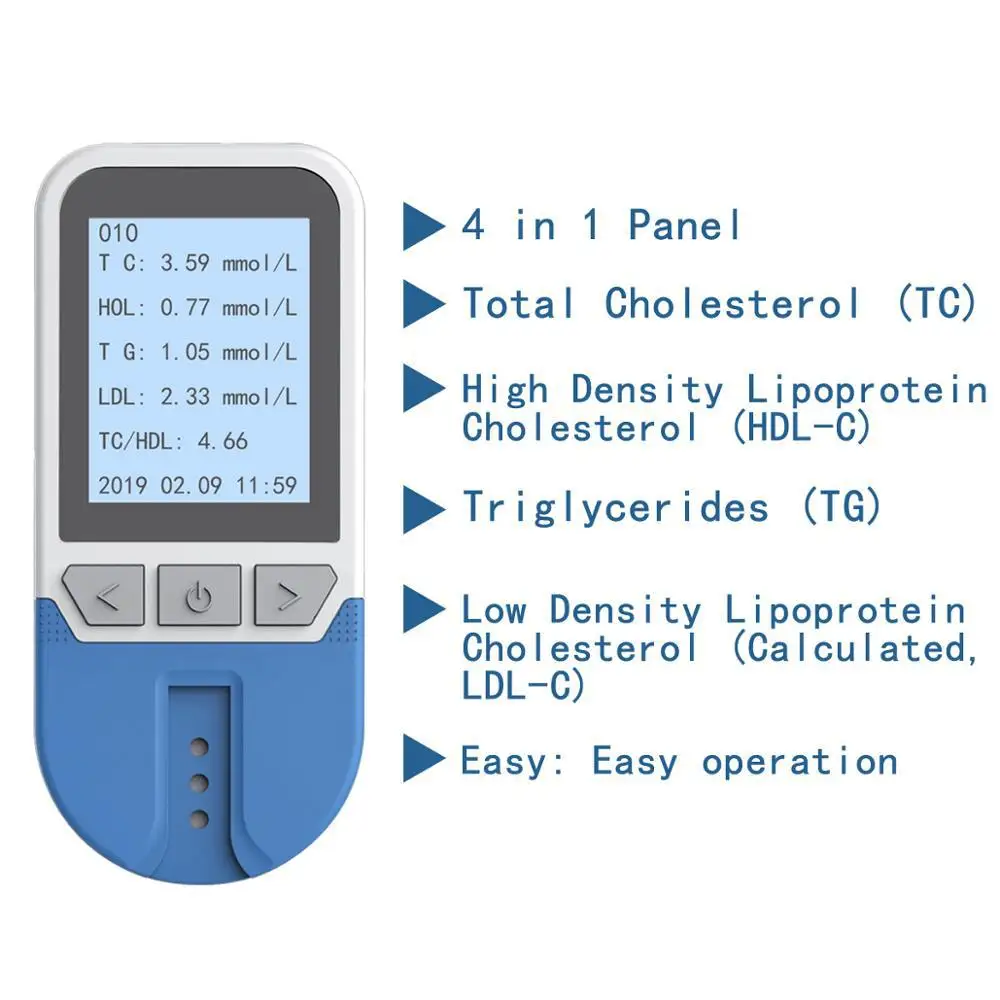 

4in1 total cholesterol (TC)&high density lipoprotein cholesterol (HDL) &triglyceride (TG) meter &TC/HDL for Lipid Analyzer