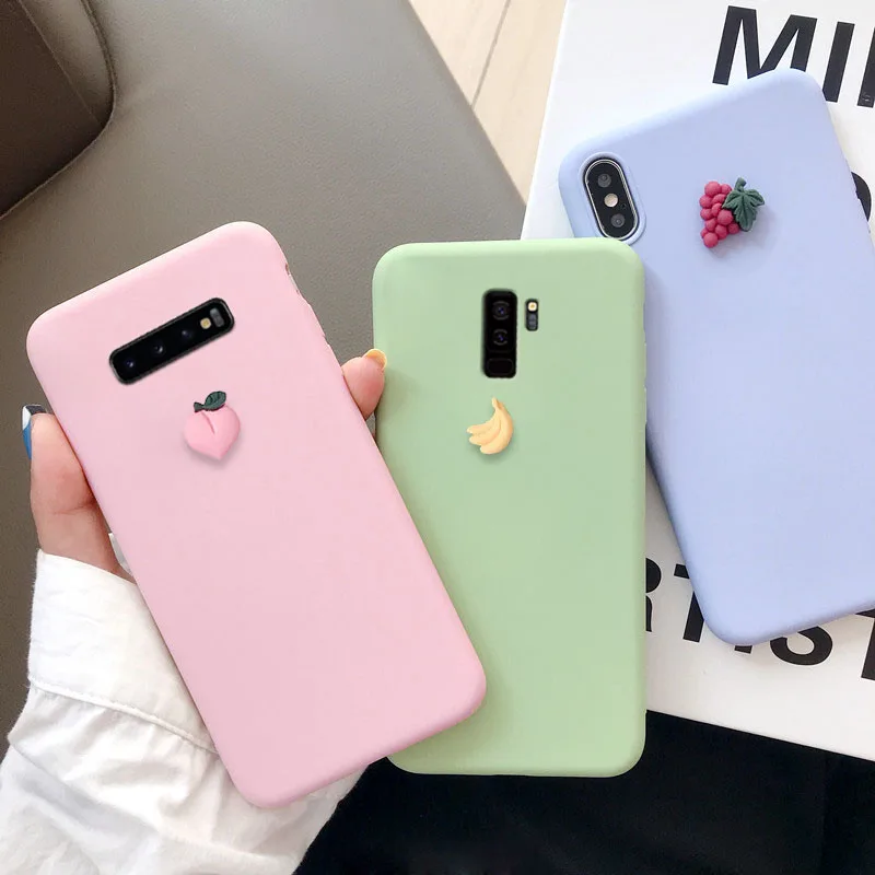 Милый 3D фрукт банан персик виноград чехол для samsung Galaxy S10 5G S10E S9 S8 plus S7 S6 edge