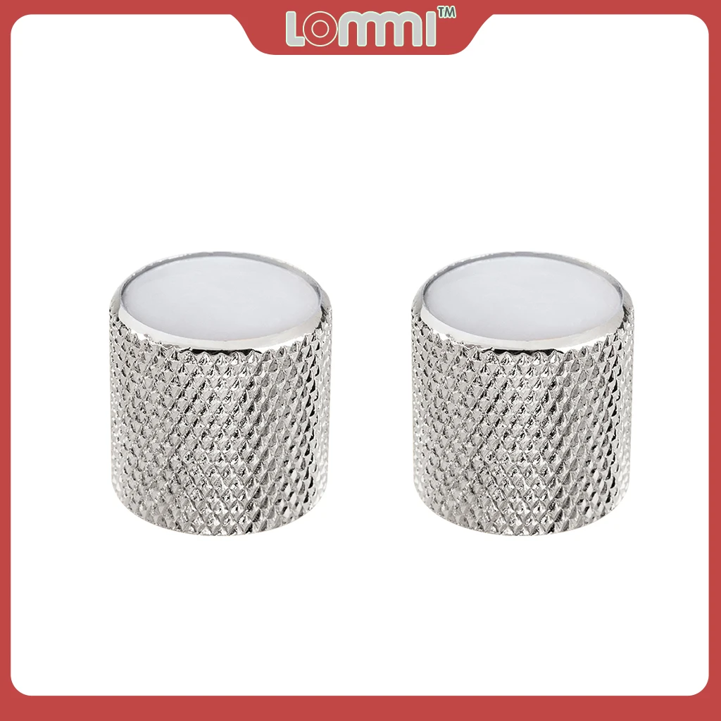 

LOMMI 2pcs Electric Guitar Knobs Silver Metal Volume Tone Dome Tone Guitar Speed Control Knobs For ST TL LP Style Guitar Bass