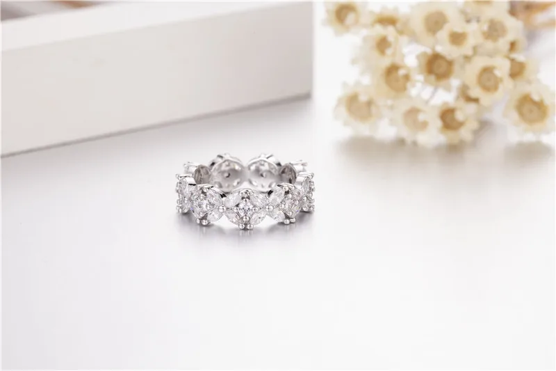 Elegant Flower Shape Promise ring Simulated Diamond Cz 925 Sterling silver Engagement Wedding Band Rings for women Jewelry | Украшения и