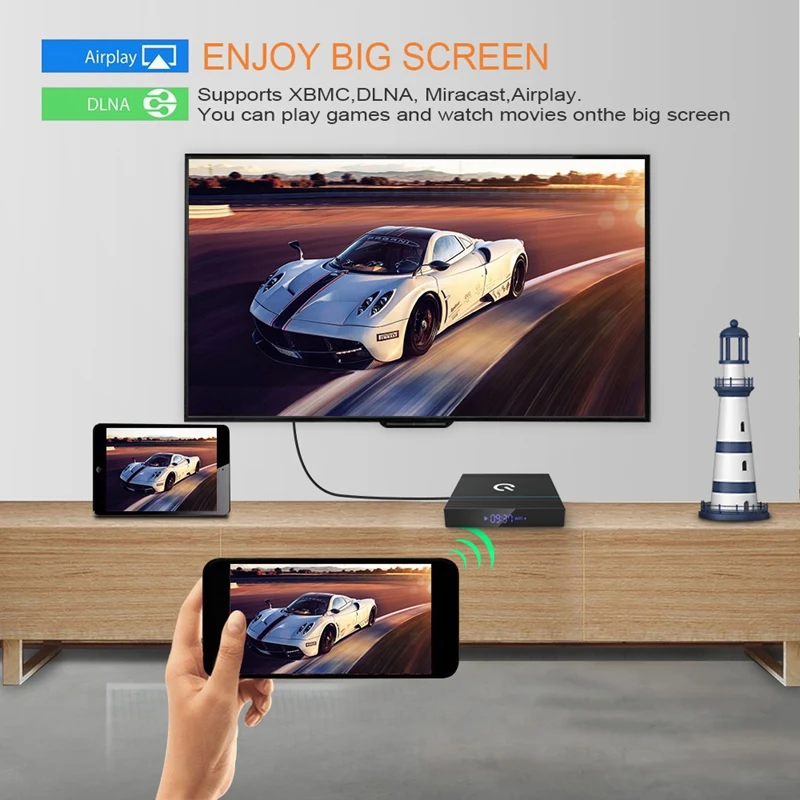 ТВ-приставка Q95 Mini Android 9 0 Amlogic S905X3 4 + 32 ГБ Wi-Fi 4K HD Netflix | Электроника