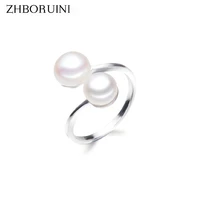 zhboruini pearl ring jewelry of silver interlaced rings freshwater pearl wedding ring 925 sterling silver jewelry for women gift
