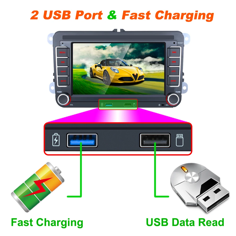 7 дюймов Android 2 Din Автомобильный Радио мультимедийный плеер GPS стерео для Volkswagen Passat