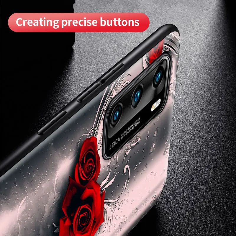 

Fashion Phone Case For Huawei P30 P40 Lite E P Smart Z Y6 Y7 Honor 9X Pro 8X Play 9A Black Soft Cover Crystal Flower