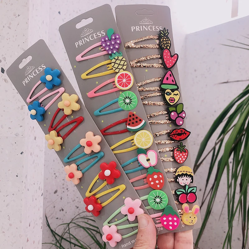 Заколки для волос с мультяшными животными и фруктами 5 см 10/15 шт./комплект |