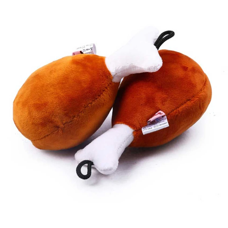 

New Pet Supplies Big Chicken Leg Shape Dog Toy Bite Resistant Can Make A Sound Plush Doll Teasing Cat Ball Puppies Toy Teddy Dog