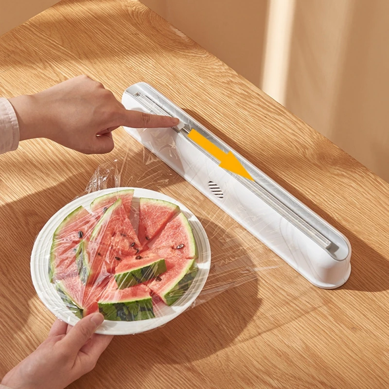 

Punch-free Fixing Food Wrap Dispenser Cutter Foil Cling Film Wrap Dispenser Plastic Sharp Cutter Storage Holder Kitchen Tool