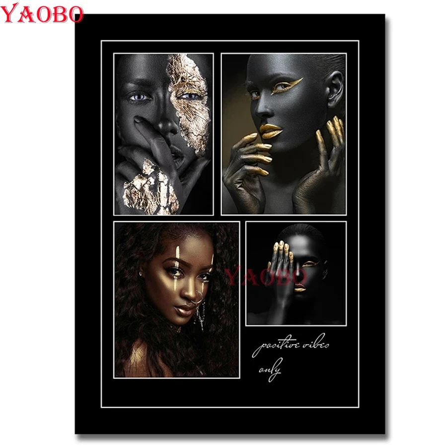 

5D алмазная живопись «сделай сам», Африканская женщина, американская черная девушка, набор для вышивки крестиком, полная вышивка, мозаичная картина Стразы
