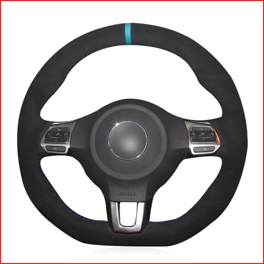 Чехол на руль MEWANT из черной замши для Volkswagen Golf 6 GTI MK6 VW Polo Scirocco R Passat CC Line 2010