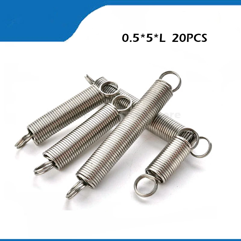 

spring 20PCS 0.5 x 5mm 0.5mm stainless steel Tension spring with a hook extension spring length 15mm to 60mm