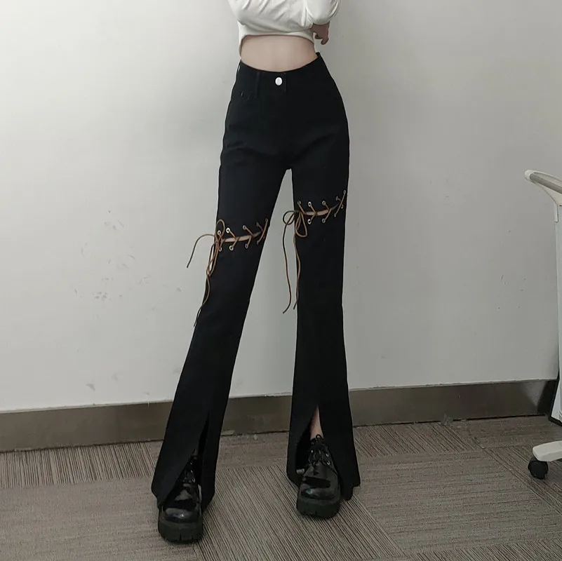 Женские повседневные брюки Y2K уличная мода индивидуальные джинсовые с высокой