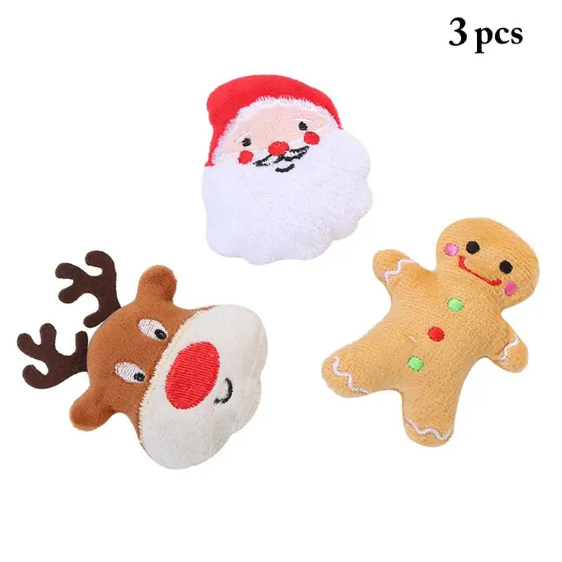 

Legendog 3Pcs/Set Plush Cat Toys Gingerbread Elk Santa Shape Cat Toy Kitten Catnip Toy Pet Supplies Cat Favors For Christmas