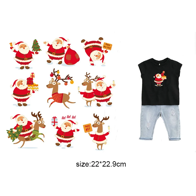 Мультяшные рождественские детские нашивки горячая Термотрансферная ткань