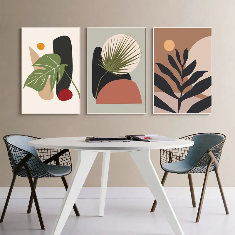 Abstract Modern Tropical Plants Flower Canvas Painting Geometry Art Nordic Posters and Prints Wall Picture for Living Room Decor | Дом и сад
