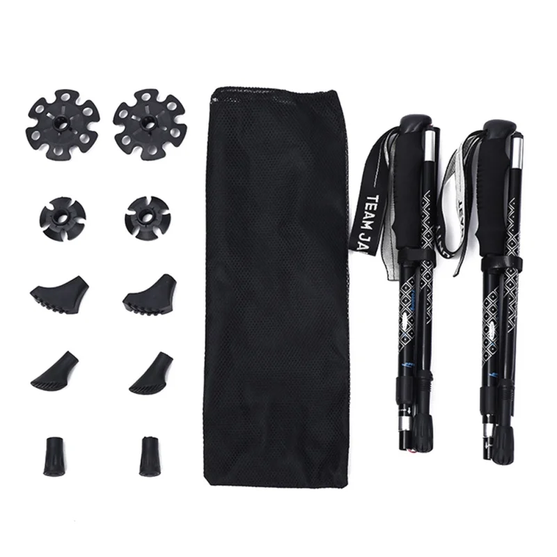 

2pcs Hiking Walking Sticks Aluminum Trekking Pole Ultralight Camping Hiking Foldable Walking Pole Telescopic Crutches