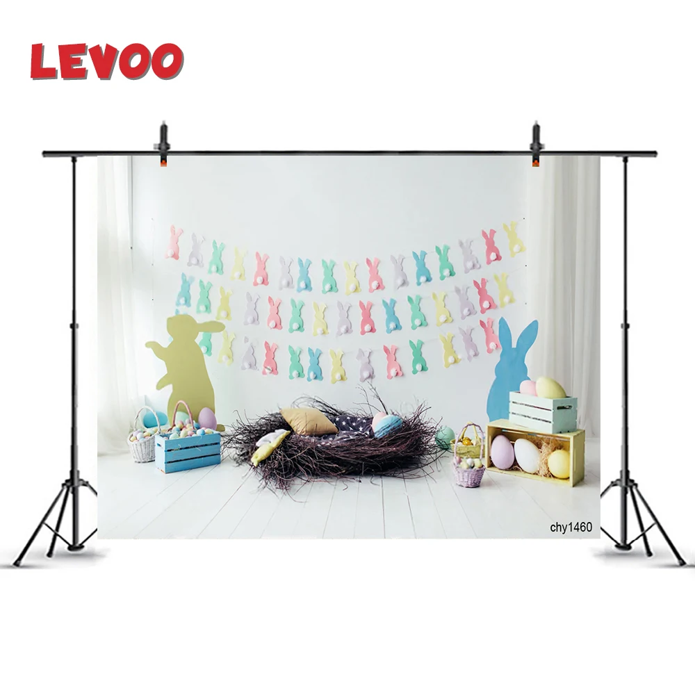 

LEVOO Ostern Room Decoration Backdrop Easter Eggs Rabbit Nest Garland Baskets Photography Background Photo Studio Props Vinyl