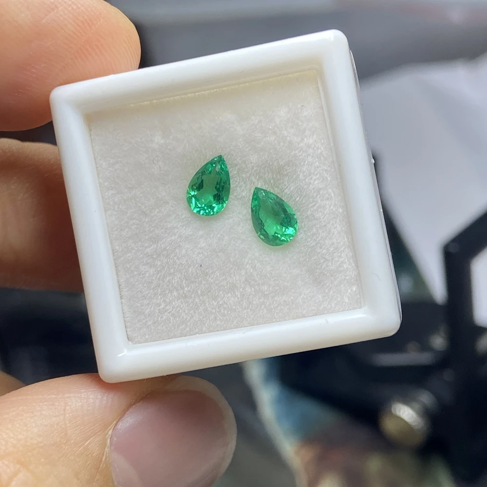 Meisidian Pear Cut  4x6mm 0.7 Carat Drop Shape Columbian Hydrothermal Green Emerald Gemstnoe