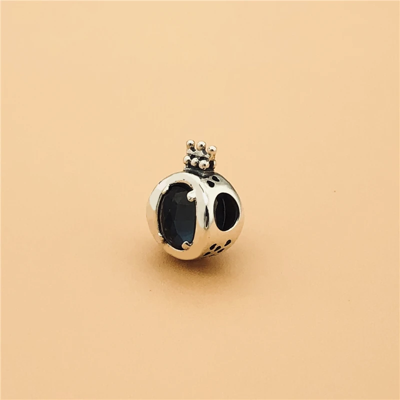 Cefuny 925 пробы Серебряная белая и синяя сверкающая Корона O Charm Fit Змеиный браслет Diy