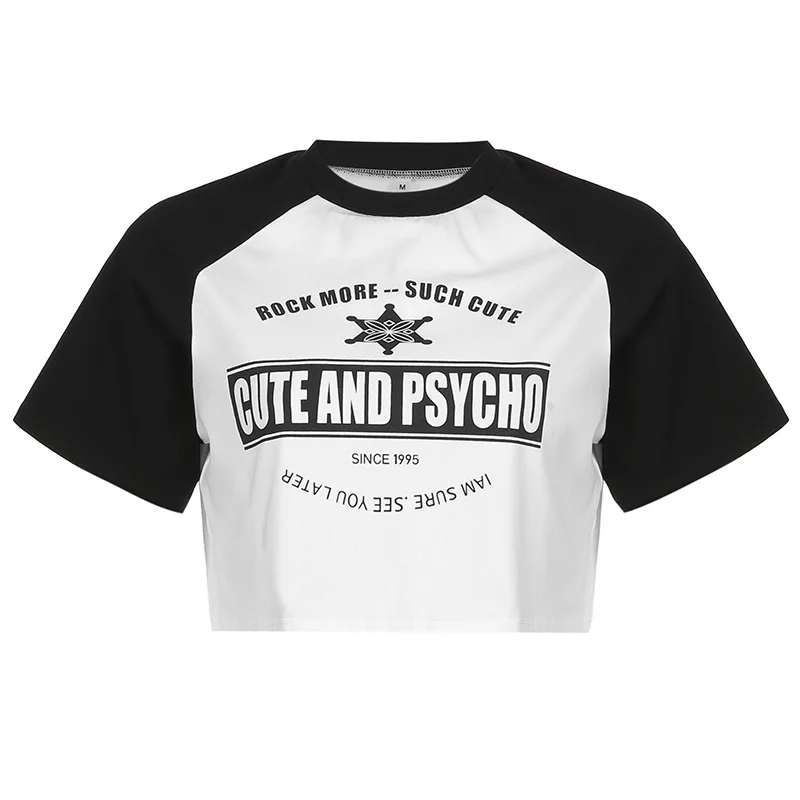 

Preppy Style Art Black White Women Short Sleeve Loose Tees O Neck Cotton Girl Streetwear Tops Causal Femme Letter Print Tshirts