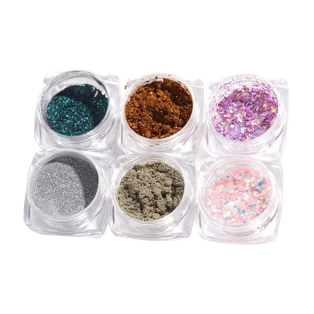 

6 Colors Nail Tips Decor Glitter Mirror Powder Confetti DIY Flakes Paillette