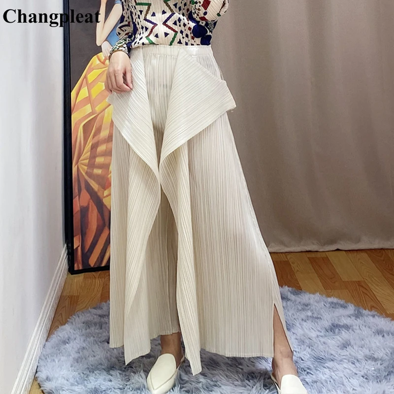 Женские широкие брюки Changpleat плиссированные однотонные свободные Miyak с