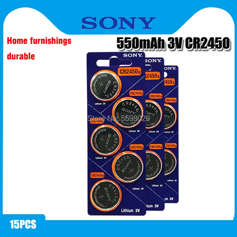 

Оригинальный кнопочный Аккумулятор Sony CR2450, батарея 5029LC BR2450 BR2450-1W CR2450N ECR2450 DL2450 KCR2450 LM2450 для часов, игрушек, пультов дистанционного управления,...