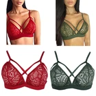 Женский сексуальный укороченный топ с перекрестными лямками, прозрачный кружевной бюстгальтер с цветочным рисунком, бесшовный бюстгальтер без косточек, бюстье, Прямая поставка