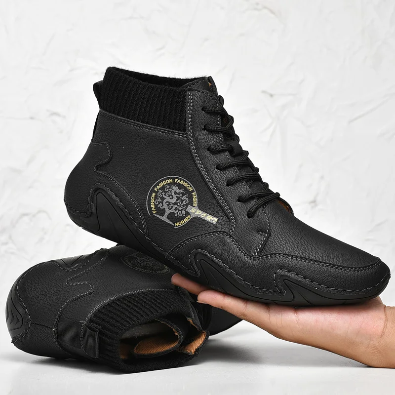 Мужские кожаные ботинки повседневная обувь для мужчин модные кроссовки мужские