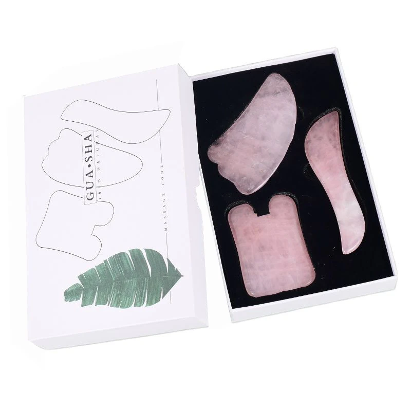 

Natural Rose Quartz Gua Sha Tool 3PCS Face Care Set Gift Box Original Stone Massage SPA Scraping Skin Detox Healing Massager