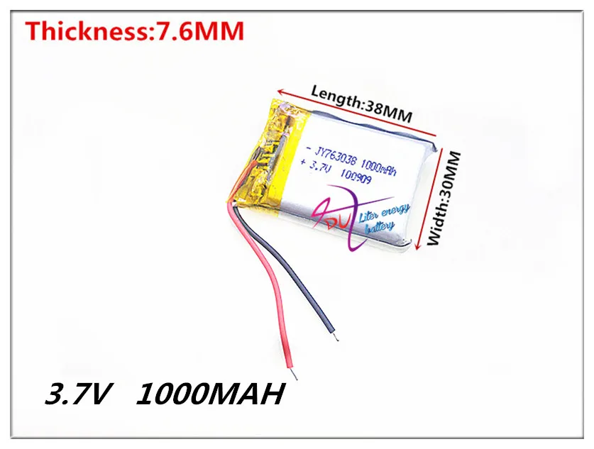 763038 3 7 V 1000 MAH литий ионный полимерный аккумулятор mah Автомобильное устройство