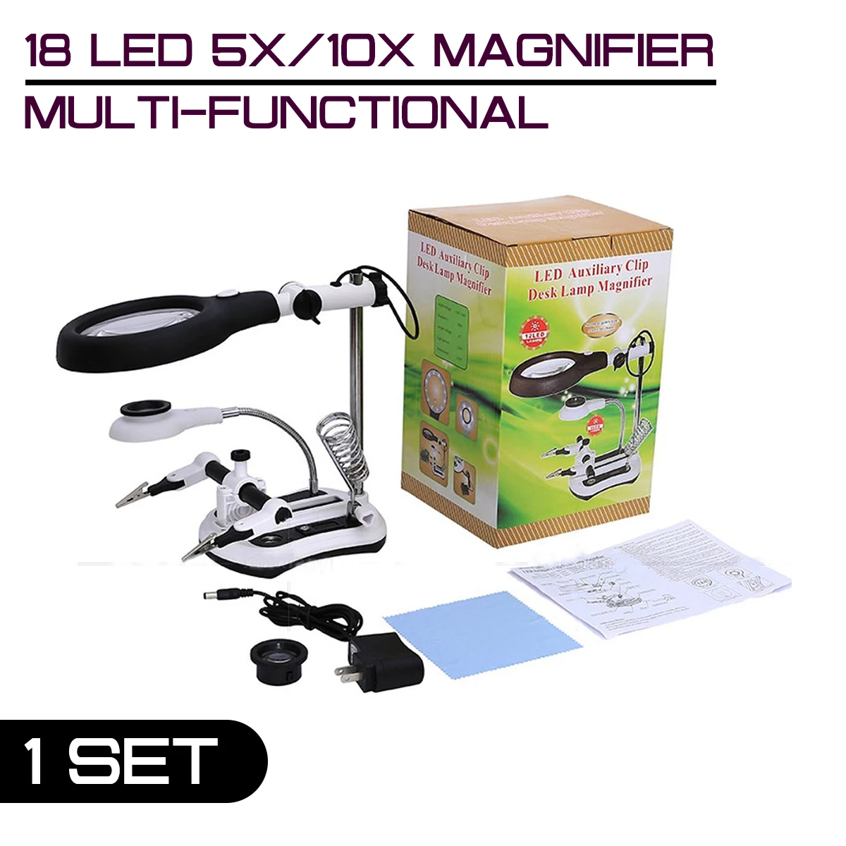 18 светодиодный Многофункциональный сварочный увеличительный зажим 5X/10X с